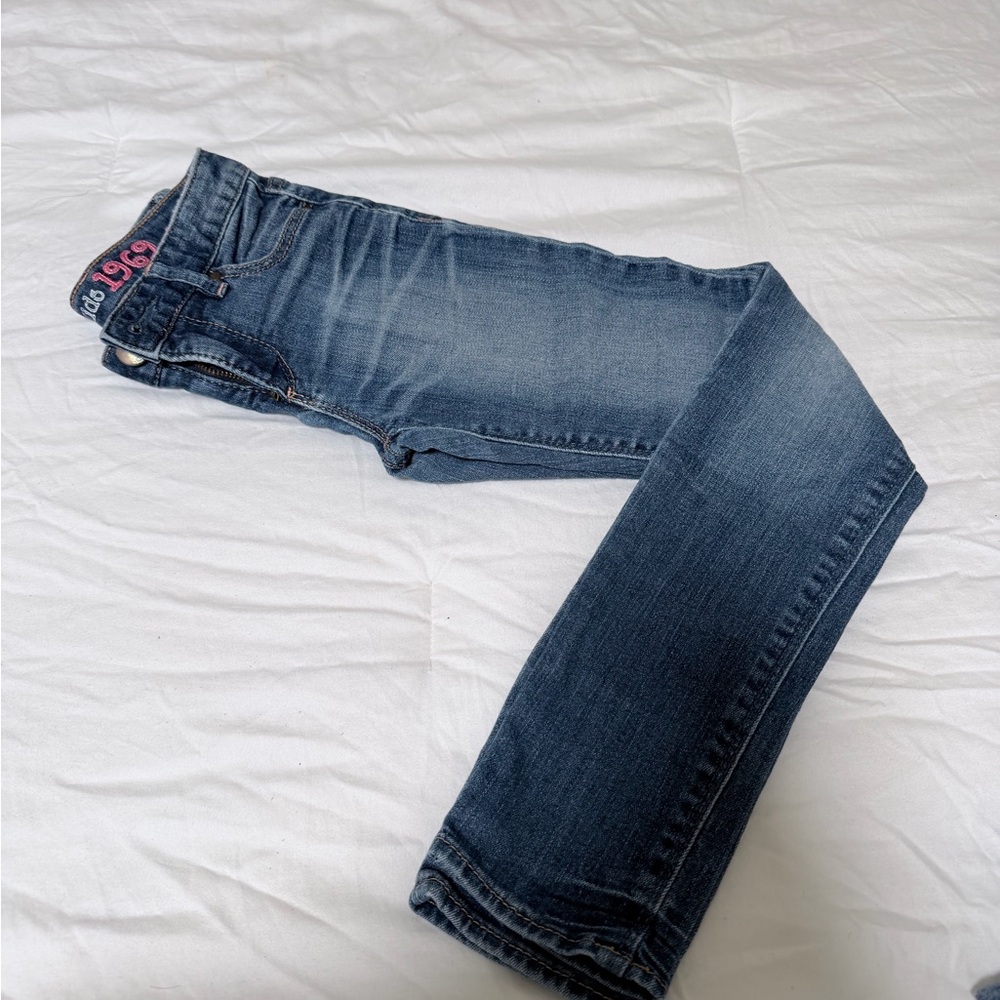 GAP Kids Blue Denim Jeans with Pink Embroidery